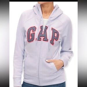 GAP Women Classic Fleece Arch Logo Full zip Hoodie Jacket in Lavender